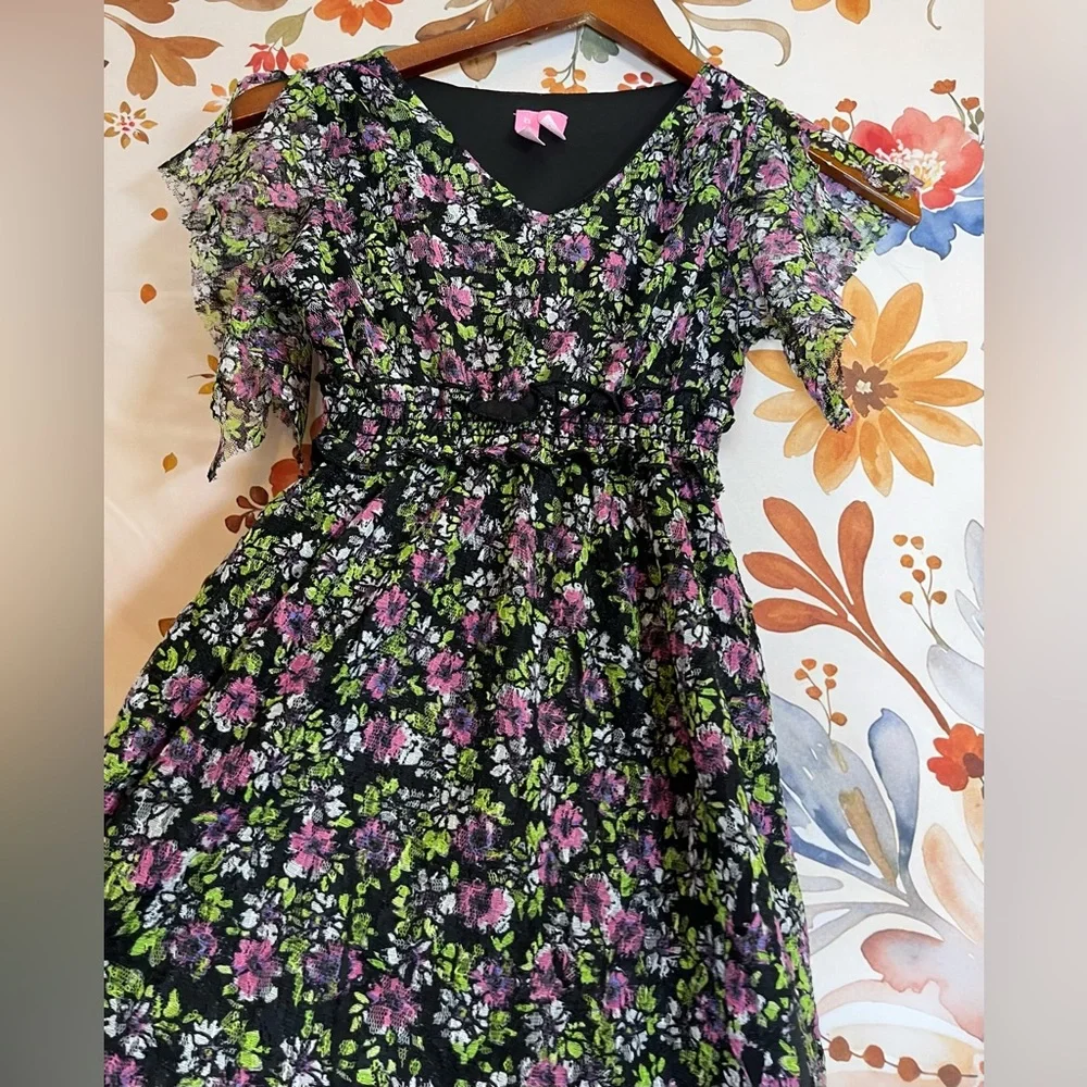 Hype Girls 8 Dark Floral Black Witchy Undead Zombie Costume Dress Spring Fall